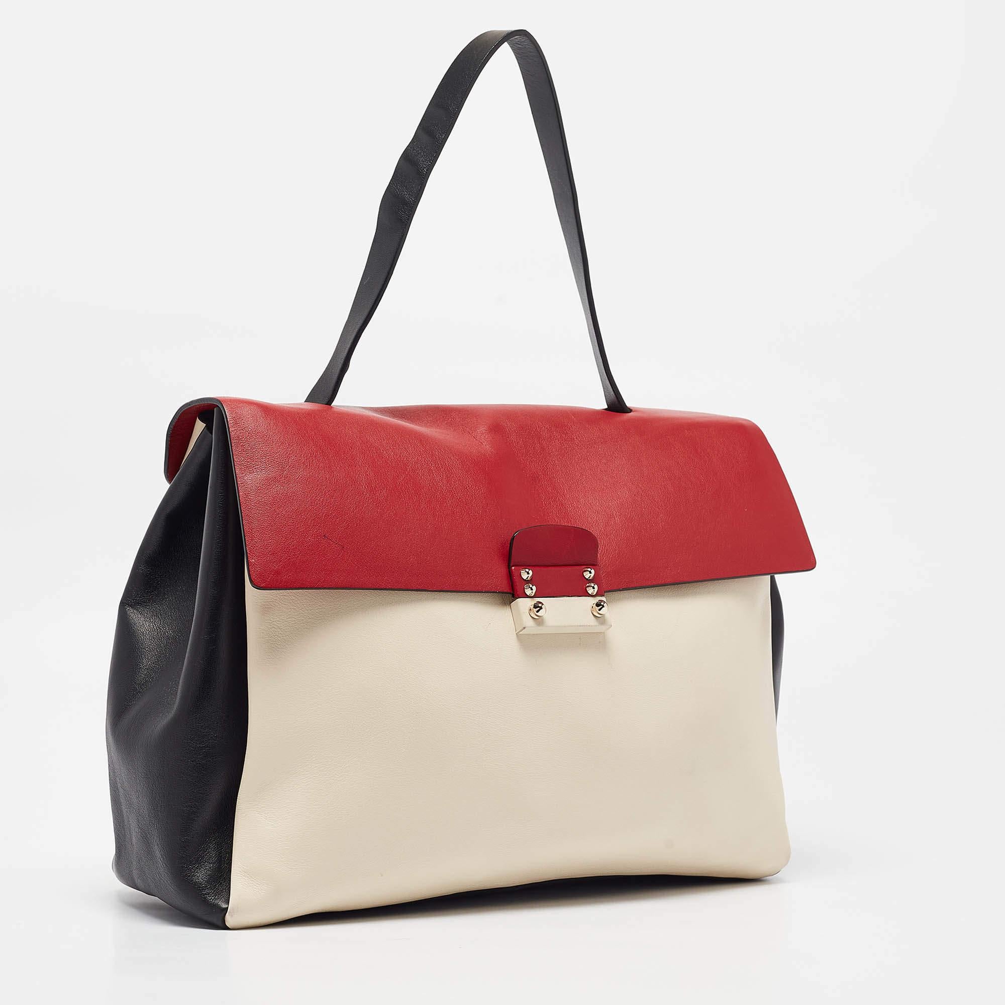Beige Valentino Multicolor Leather Mime Top Handle Bag