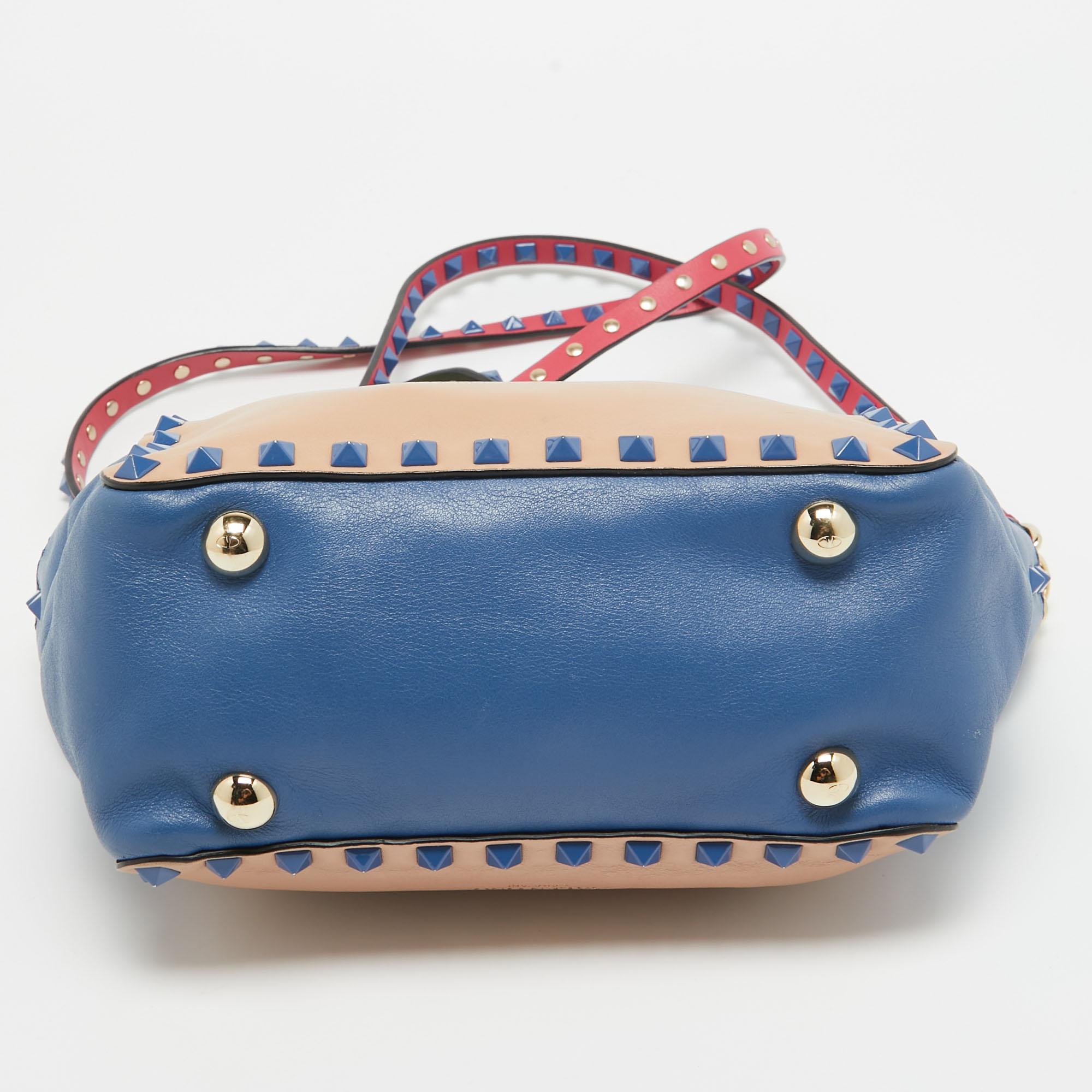 Valentino - Mini sac cabas trapèze en cuir multicolore à clous Rockstud 6