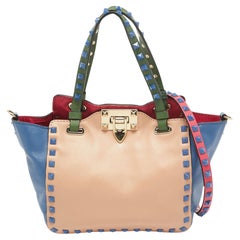 Valentino Multicolor Leather Mini Rockstud Trapeze Tote