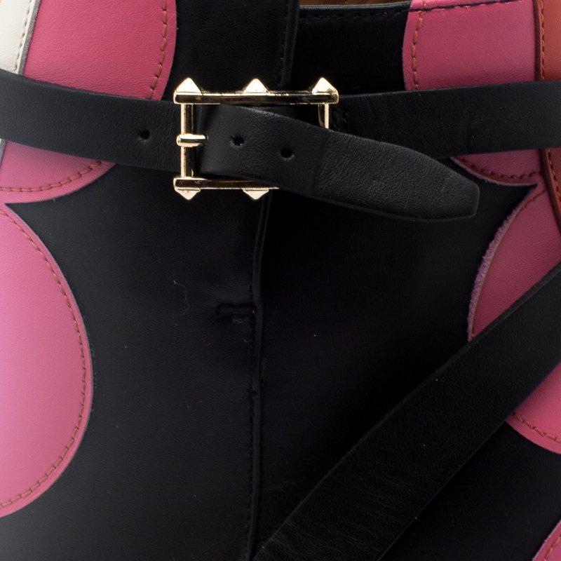 Valentino Multicolor Leather Polka Dot Ankle Boots Size 37 In New Condition In Dubai, Al Qouz 2