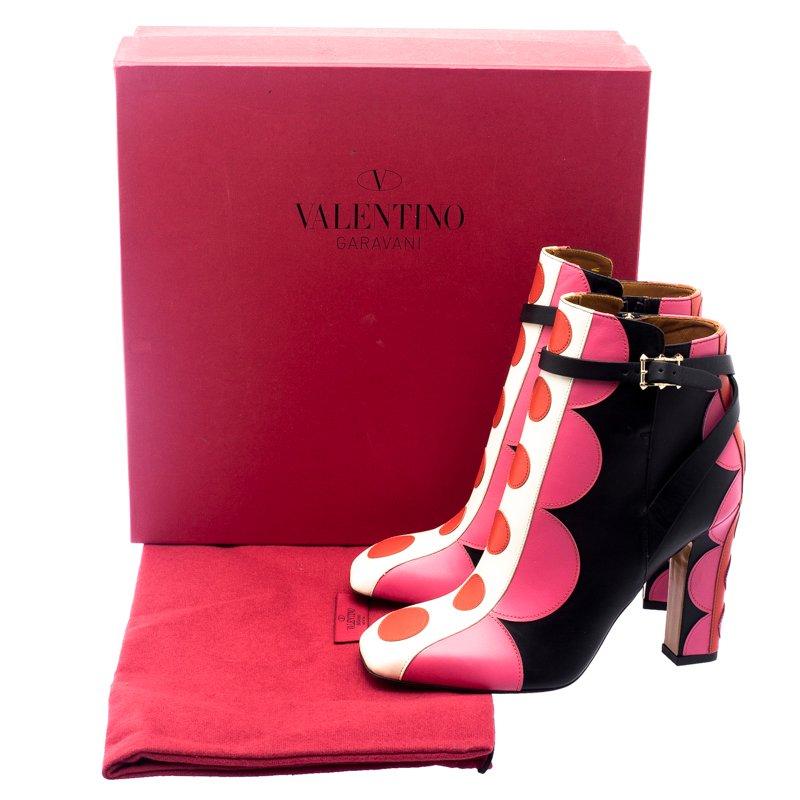 Valentino Multicolor Leder Polka Dot Stiefelette Größe 37 3