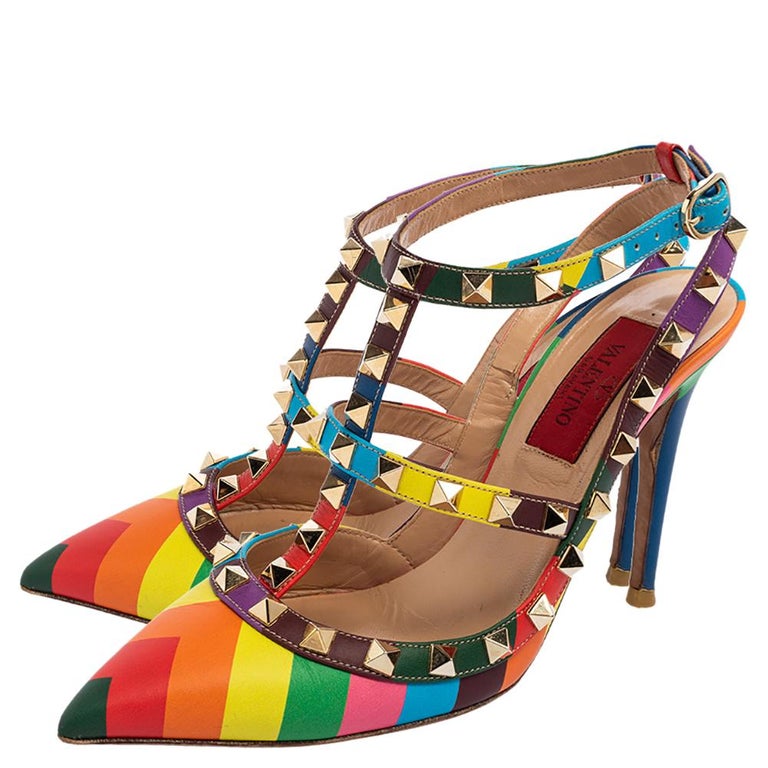 Valentino multicolor rockstud shoes clearance