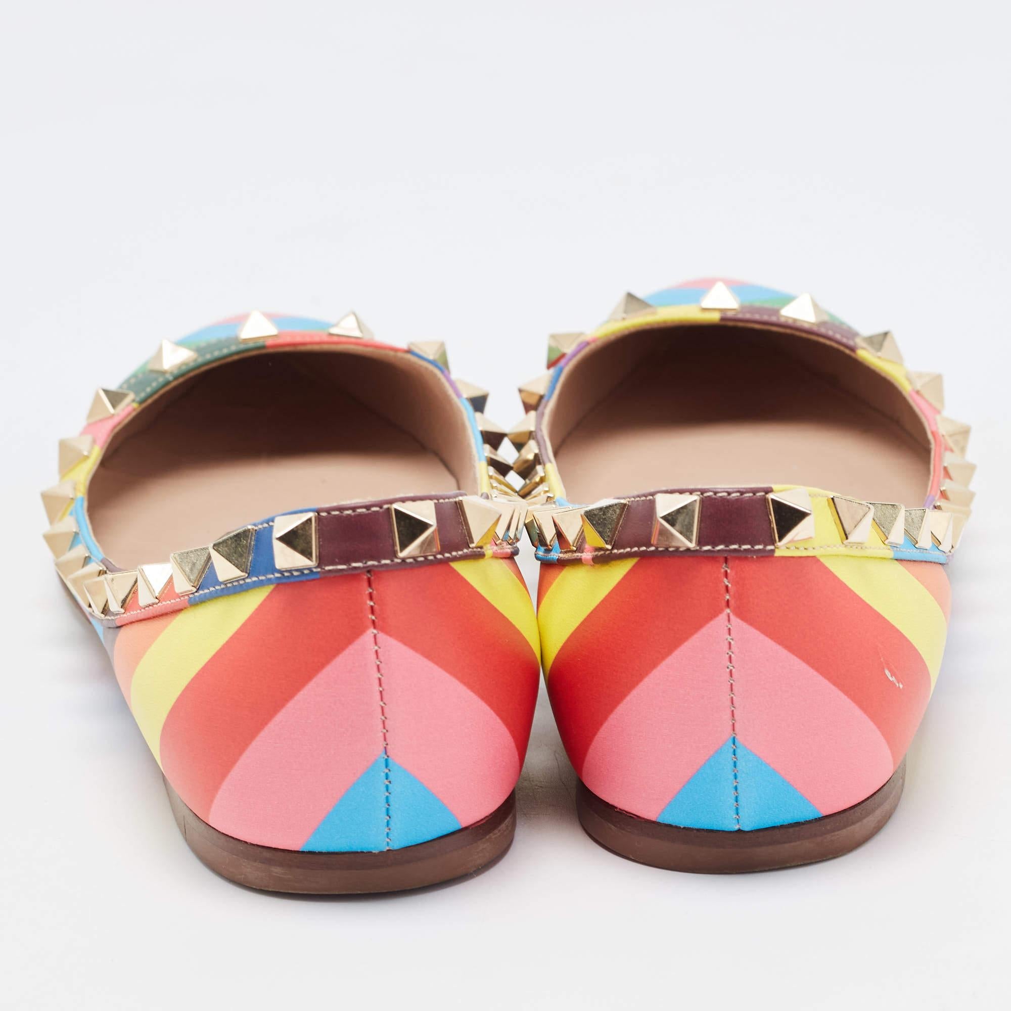 Valentino Multicolor Leather Rockstud Ballet Flats Size 35 For Sale 3