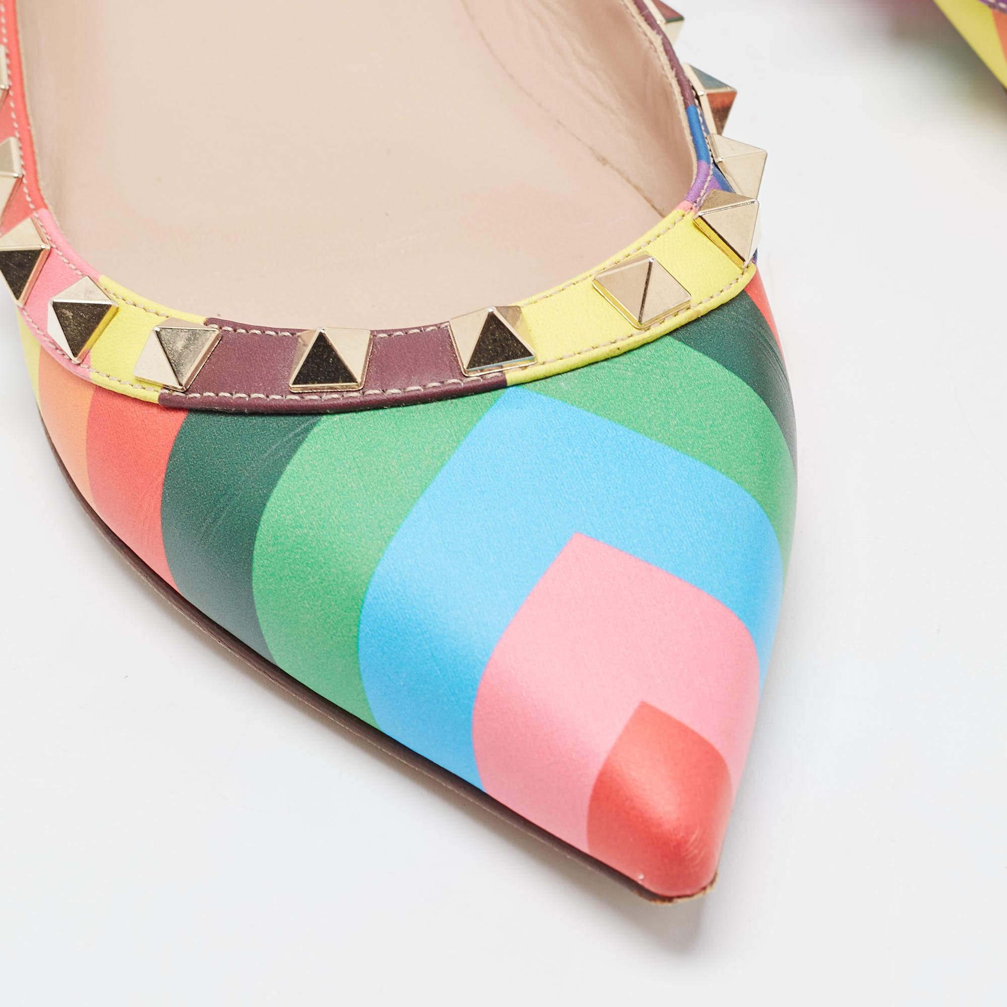 Valentino Multicolor Leather Rockstud Ballet Flats Size 35 For Sale 4
