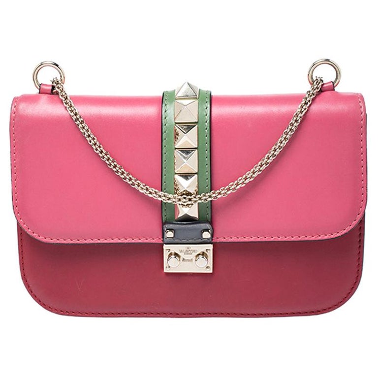 Valentino Multicolor Leather Rockstud Medium Glam Lock Flap Bag For ...