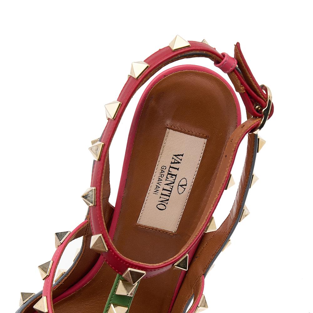 Valentino Multicolor Leather Rockstud Pointed Toe Ankle Strap Sandals Size 37 2