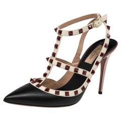 Valentino Multicolor Leather Rockstud Pointed Toe Ankle Strap Sandals Size 39