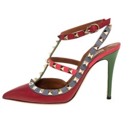 Valentino Multicolor Leather Rockstud Pointed Toe Pumps Size 36