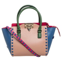 Valentino Valentino Mehrfarbige Leder-Trapeztasche mit Nieten