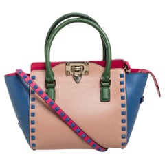 Valentino Multicolor Leather Rockstud Trapeze Tote