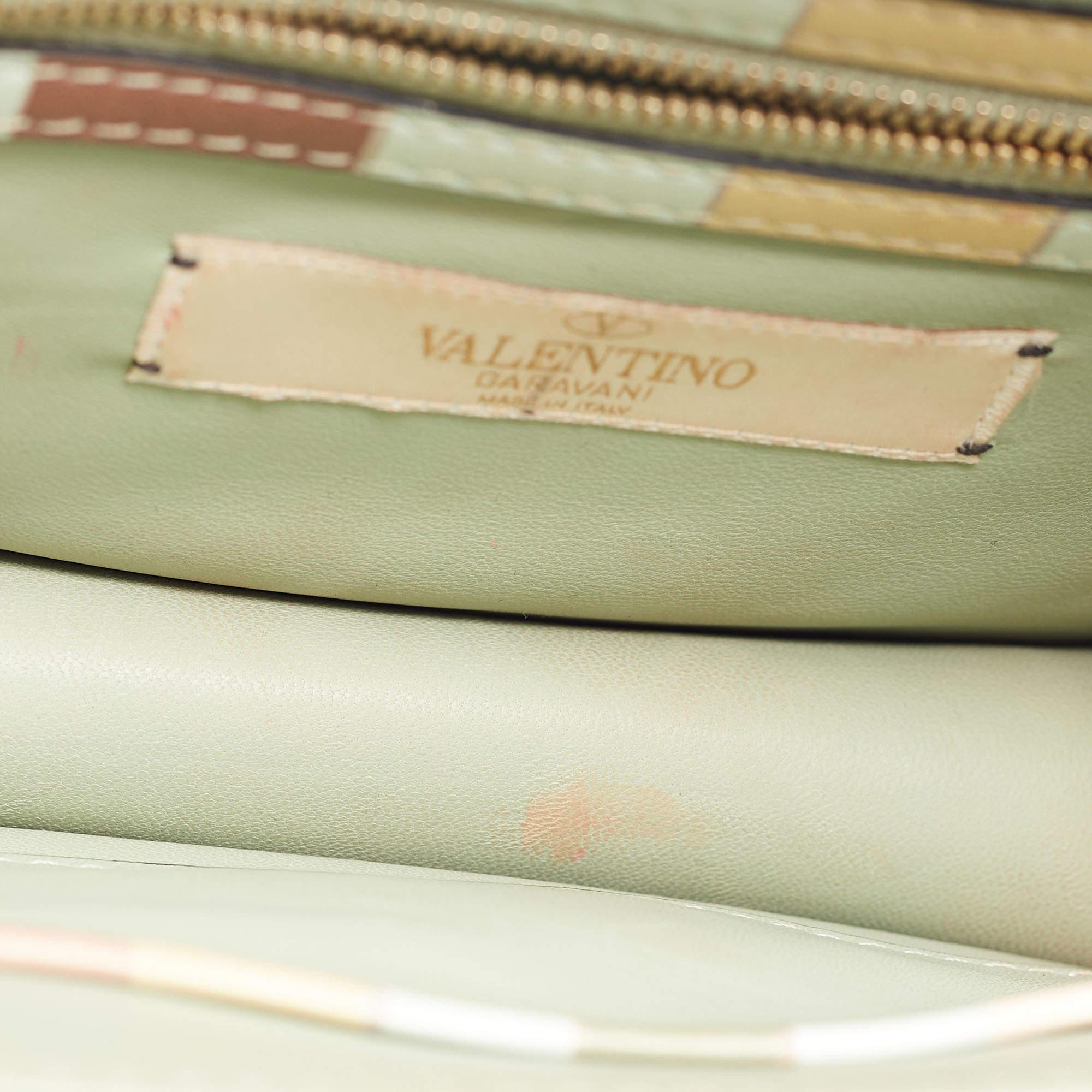Valentino Multicolor Leather Small Rockstud Glam Lock Flap Bag In Good Condition In Dubai, Al Qouz 2