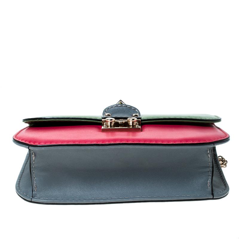 Women's Valentino Multicolor Leather Small Rockstud Glam Lock Flap Bag