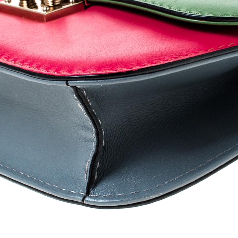 Valentino Multicolor Leather Small Rockstud Glam Lock Flap Bag 2