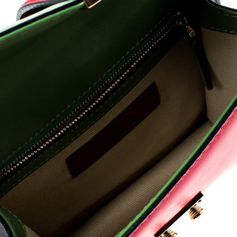 Valentino Multicolor Leather Small Rockstud Glam Lock Flap Bag 3