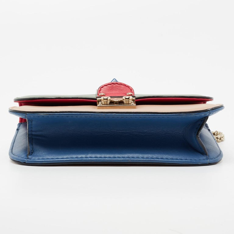 Valentino Multicolor Leather Small Rockstud Glam Lock Flap Bag For Sale ...