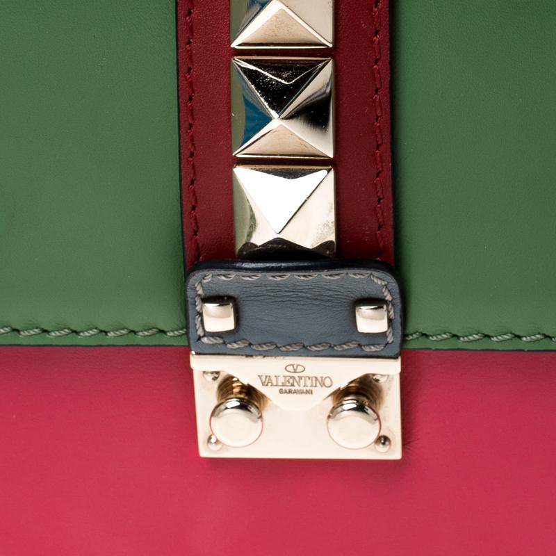 Valentino Multicolor Leather Small Rockstud Glam Lock Flap Bag 4