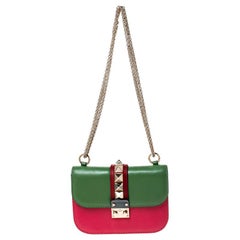 Valentino Multicolor Leather Small Rockstud Glam Lock Flap Bag