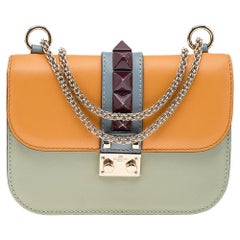 Valentino Multicolor Leder Rockstud Glam Lock Klappentasche mit Nieten