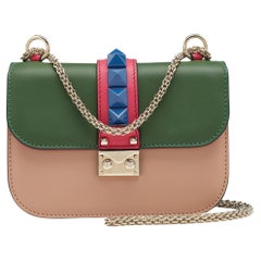 Valentino Multicolor Leather Small Rockstud Glam Lock Flap Bag