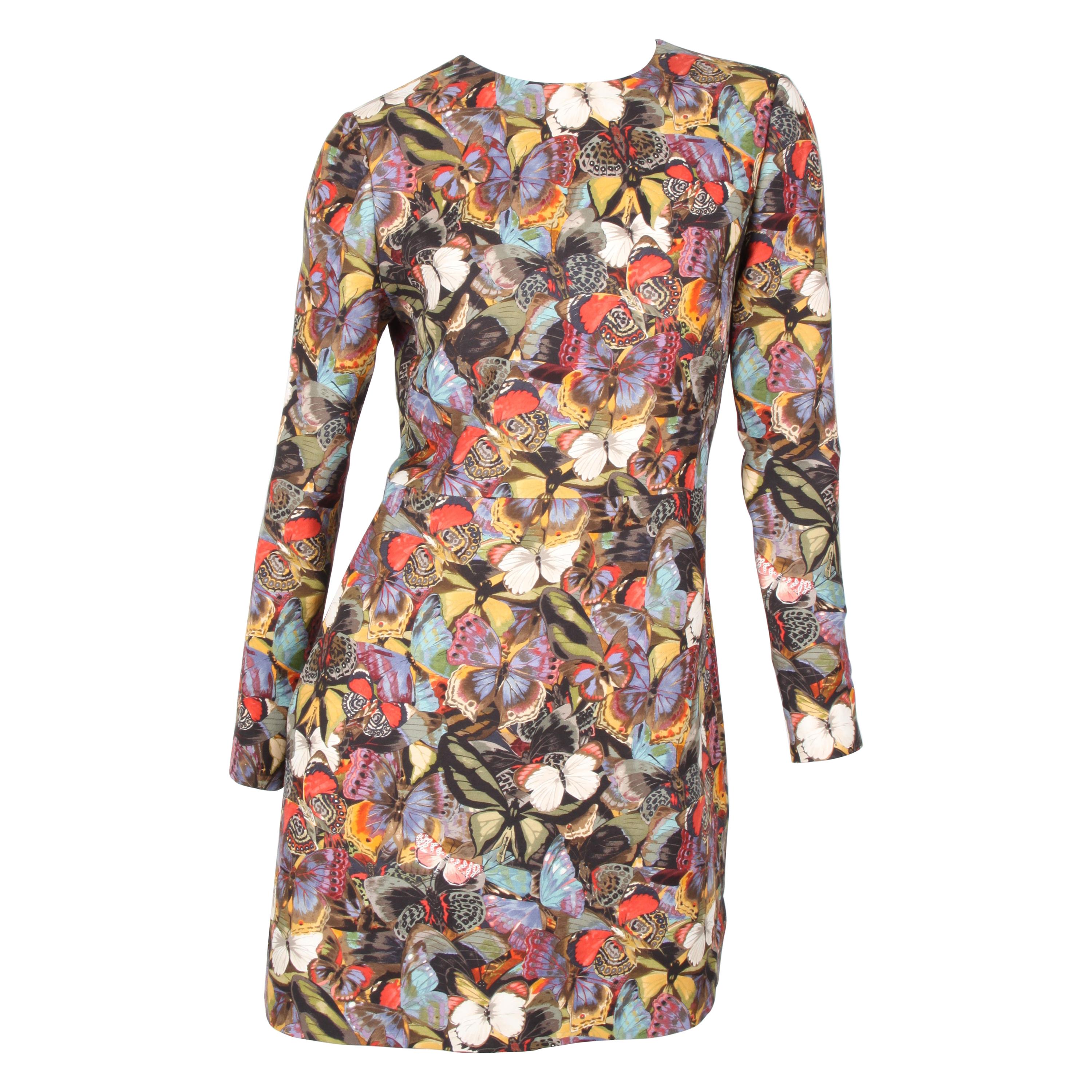 Valentino multicolor long-sleeve butterfly print bambolina formal dress ...