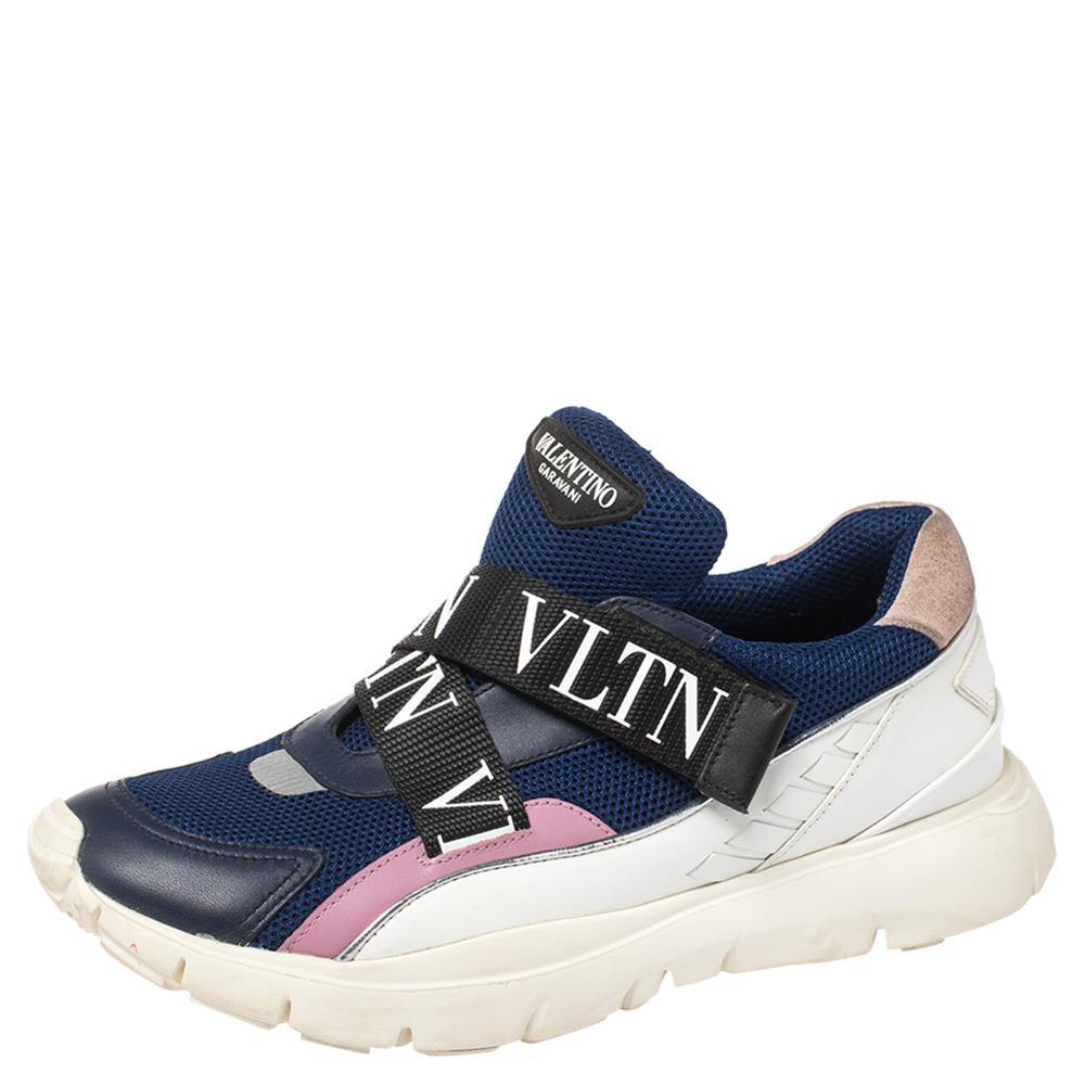 This pair of unique Valentino suede sneakers is all you need to enhance your creativity with clothes. Crafted in mesh and leather, these multicolored sneakers will elevate your style quotient and help you flaunt a trendy look every time you head out