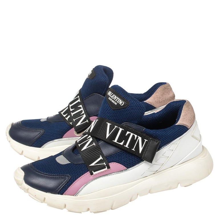 Valentino Mesh And Leather VLTN Velcro Strap Size 37 For Sale at 1stDibs