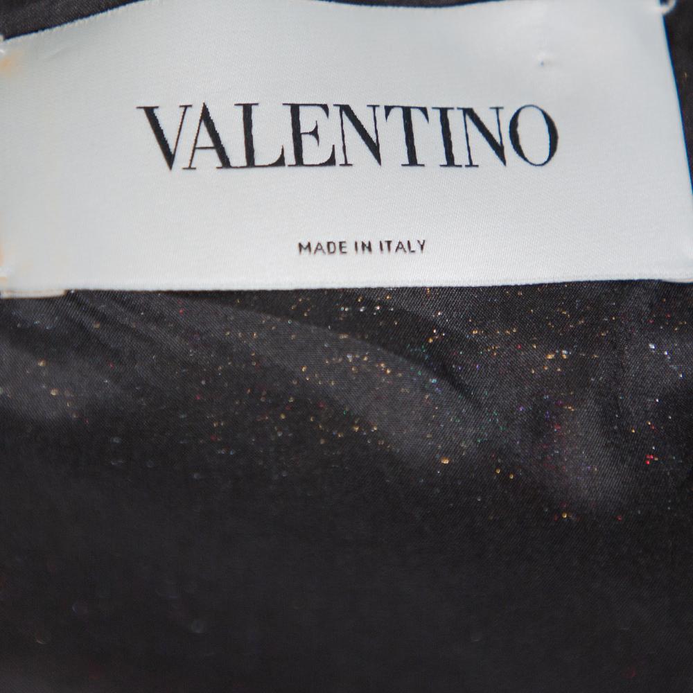 Gray Valentino Multicolor Metallic Lurex Jacquard Butterfly Pattern A Line Dress M