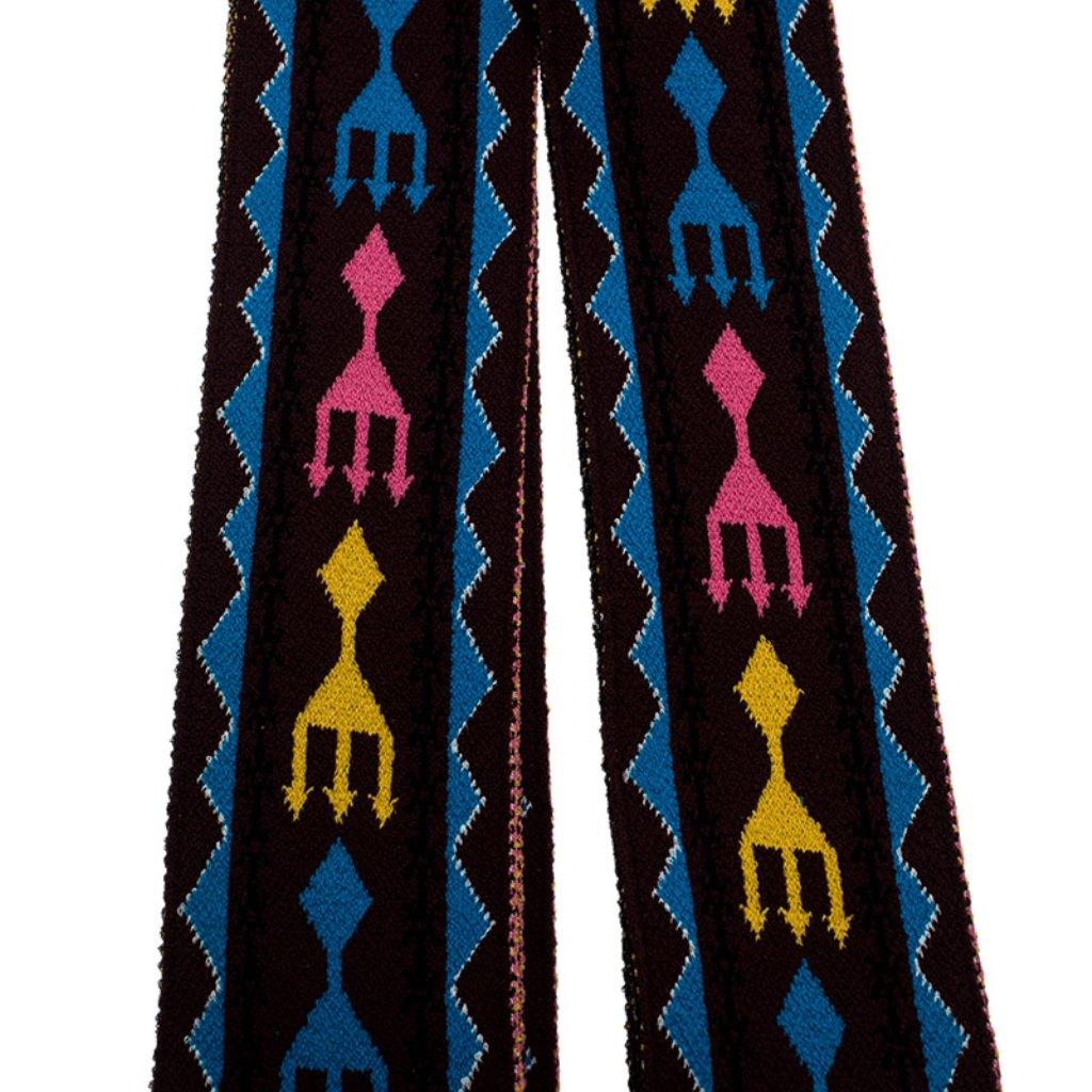 Black Valentino Multicolor Pattern Knit Bandeau Scarf
