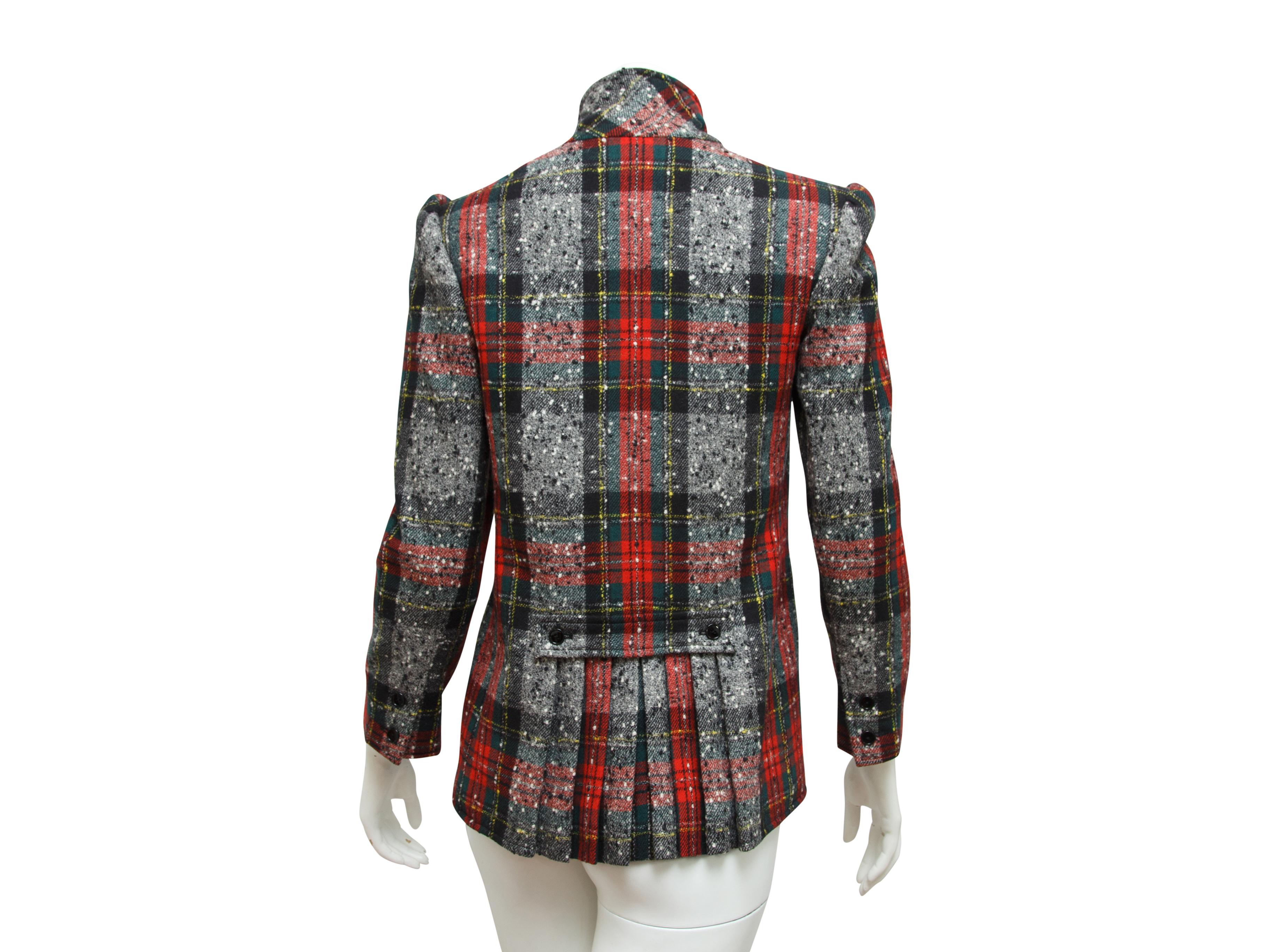 Black Valentino Multicolor Plaid Tweed Blazer