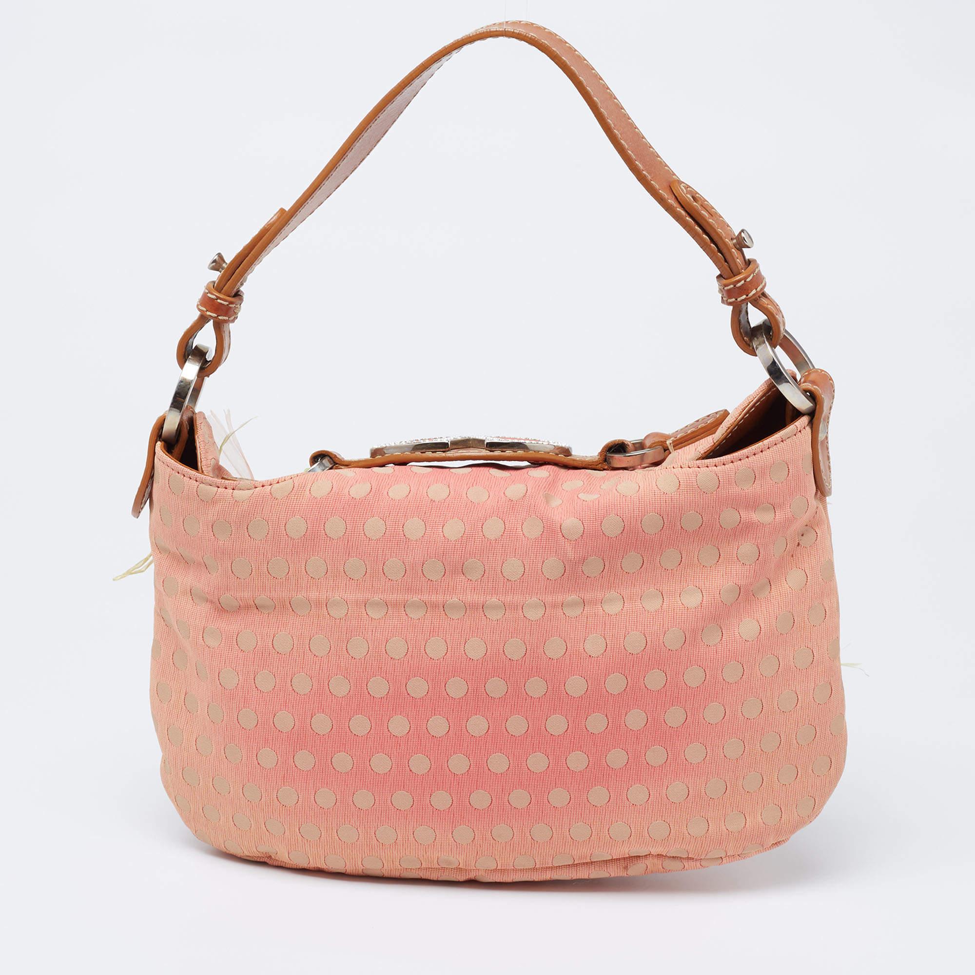 Valentino Multicolor Polka/Floral Embellished Fabric and Leather VLogo Flap Hobo 5
