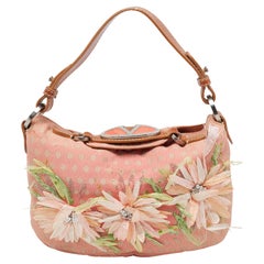 Valentino Multicolor Polka/Floral Embellished Fabric and Leather VLogo Flap Hobo