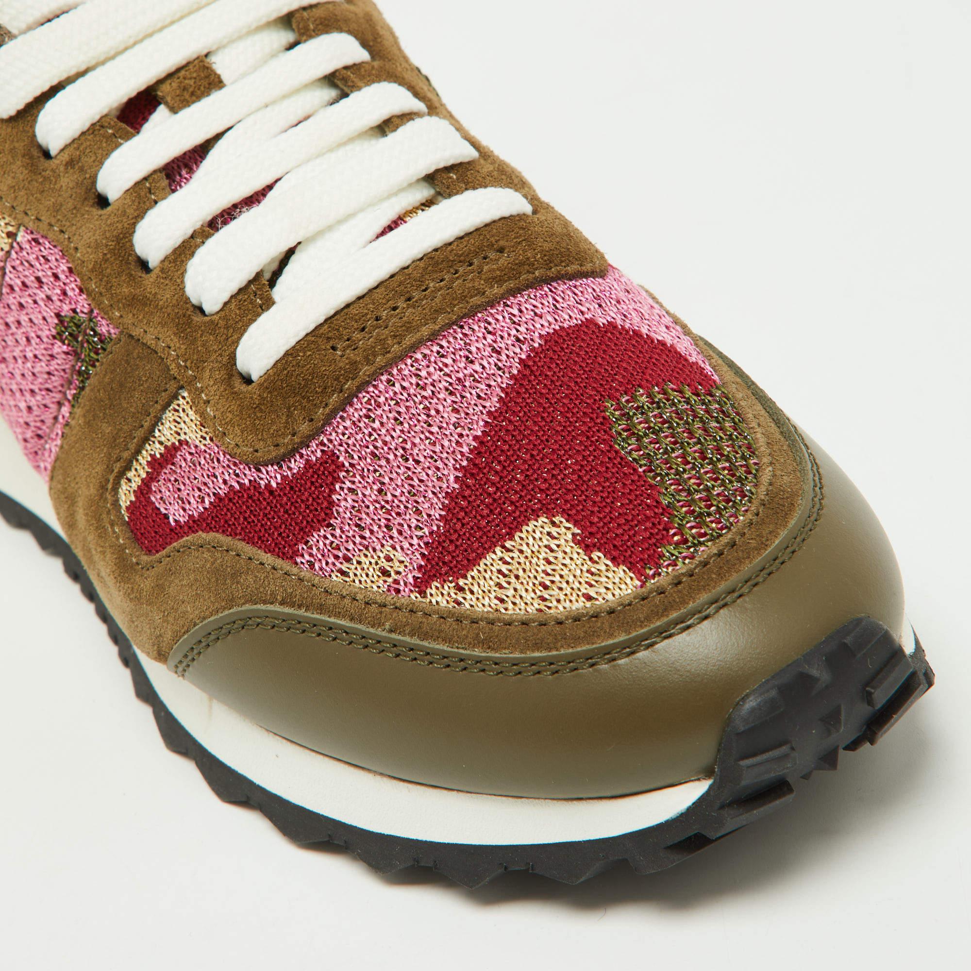 Valentino Multicolor  Print SuedeLeather Fabric Rockrunner  Size 38 For Sale 2