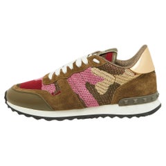 Valentino Multicolor  Print SuedeLeather Fabric Rockrunner  Size 38