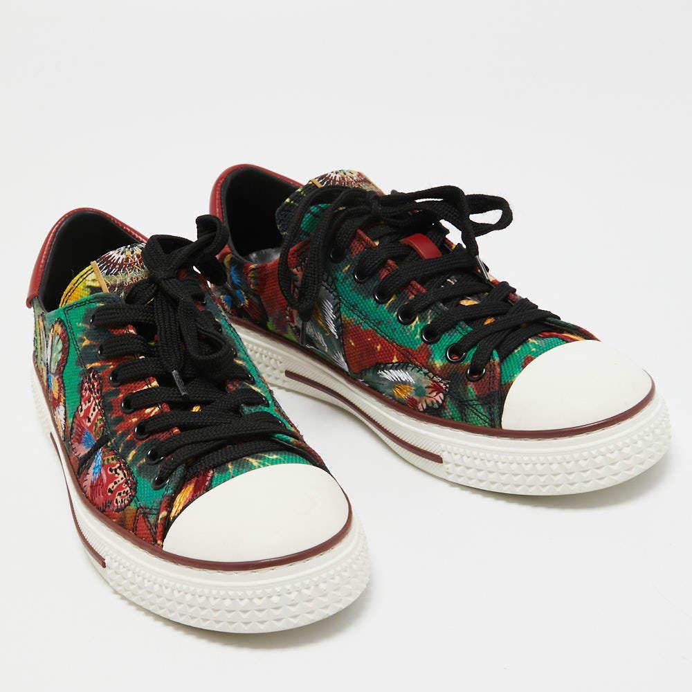 Women's Valentino Multicolor Printed Canvas Butterfly Sneakers Size 40