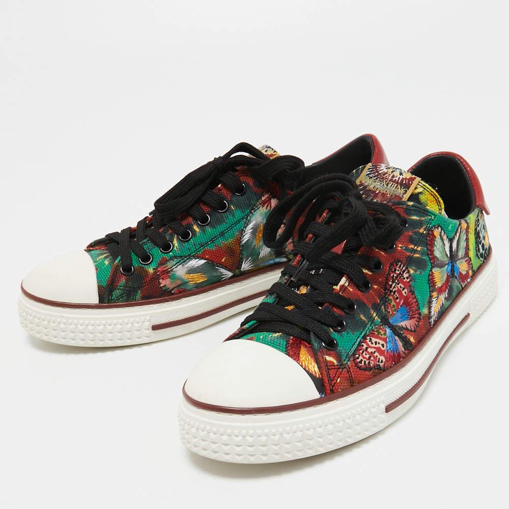 Valentino Multicolor Printed Canvas Butterfly Sneakers Size 40 1