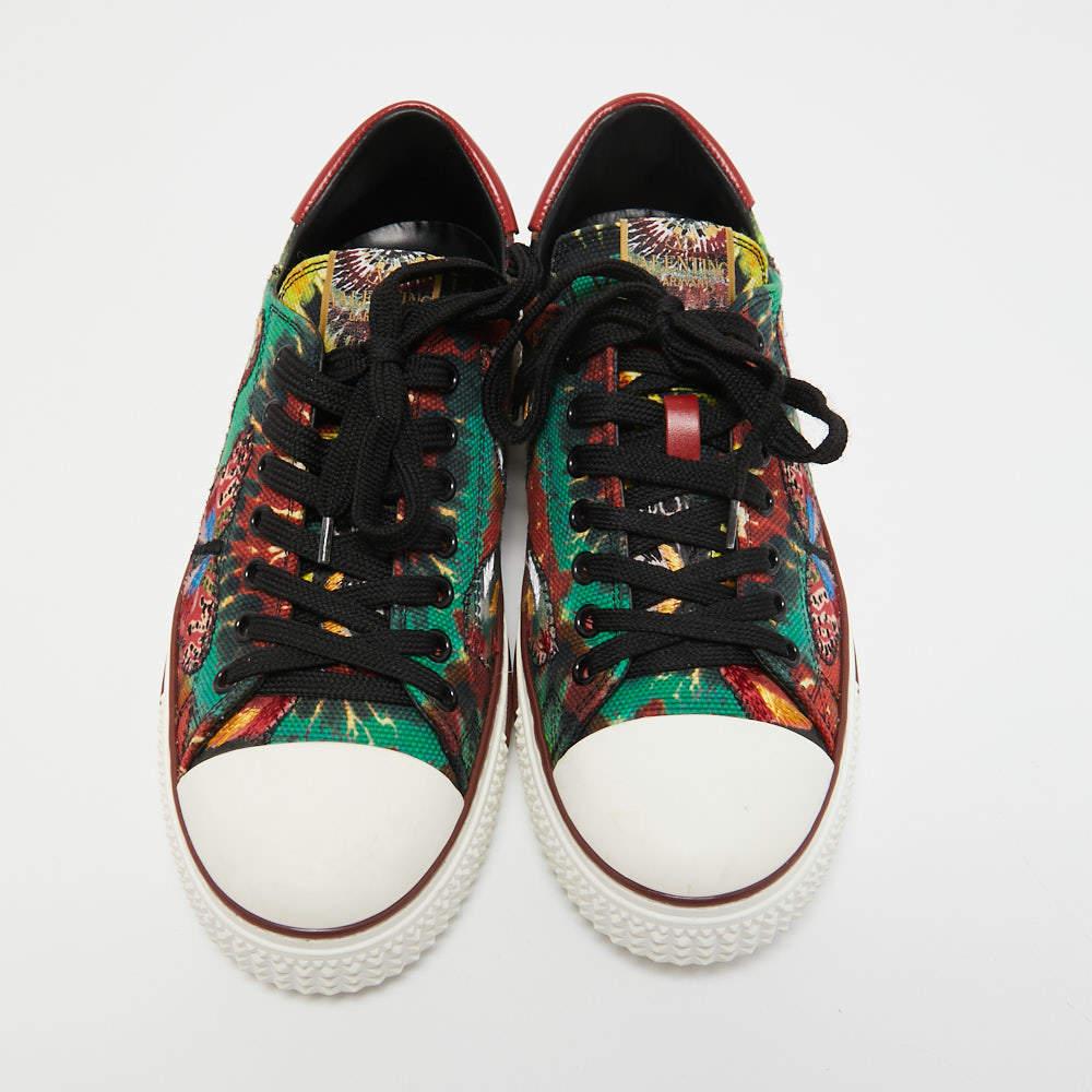 Valentino Multicolor Printed Canvas Butterfly Sneakers Size 40 2