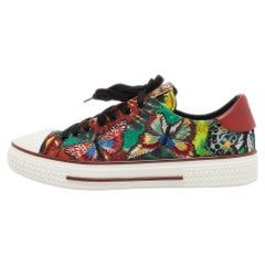 Valentino Multicolor Printed Canvas Butterfly Sneakers Size 40