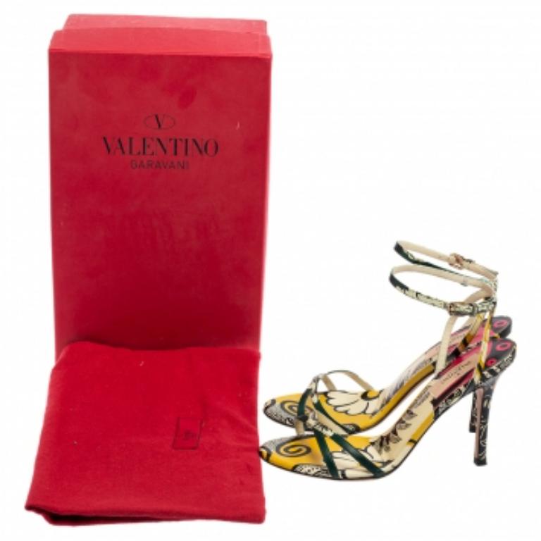 De las mujeres Sandalias con tira al tobillo de piel estampada multicolor Valentino talla 36.5 en venta