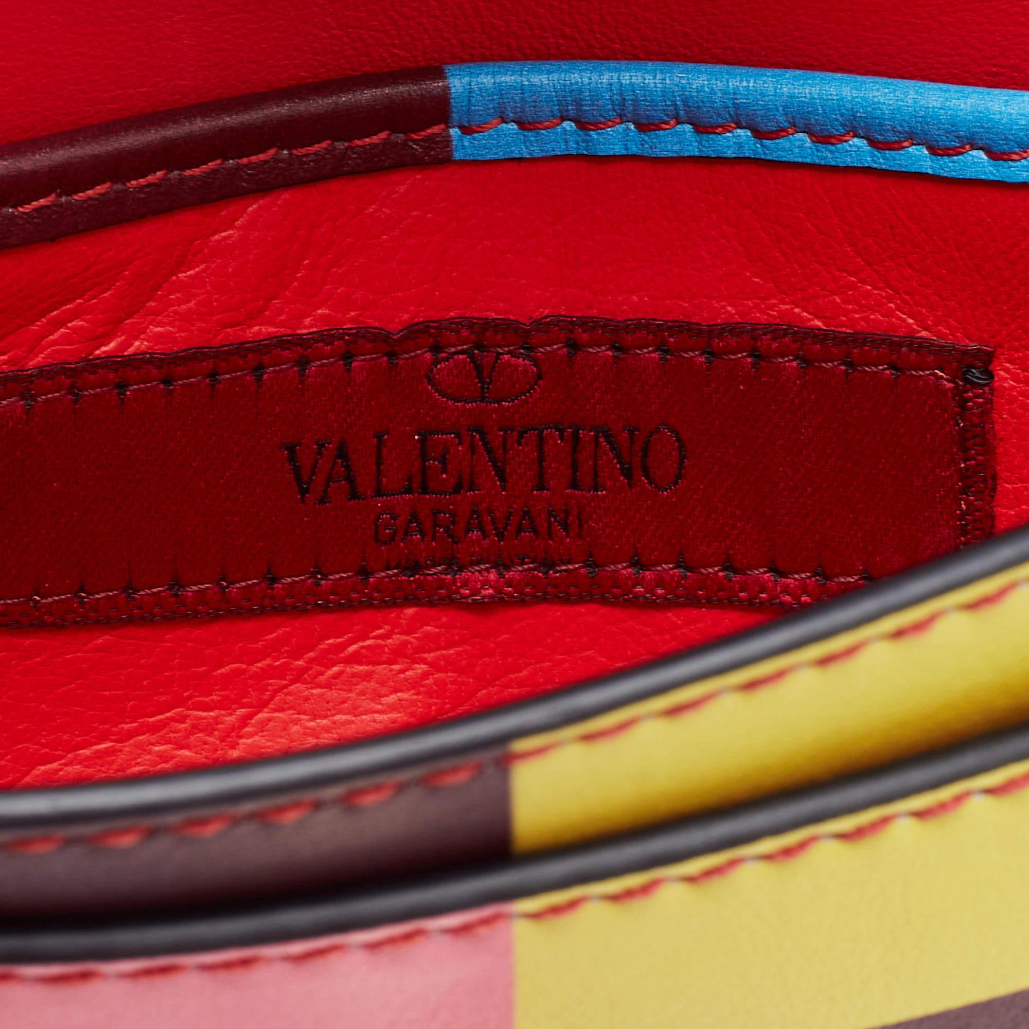 Valentino Multicolor Printed Leather Rockstud Top Handle Bag 7