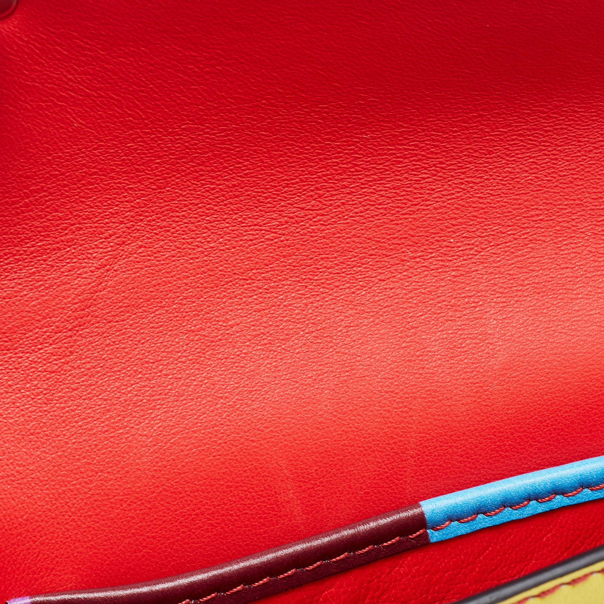 Valentino Multicolor Printed Leather Rockstud Top Handle Bag 3