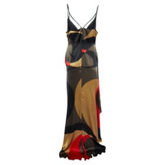 Robe drapée Valentino en satin de soie imprimée multicolore L