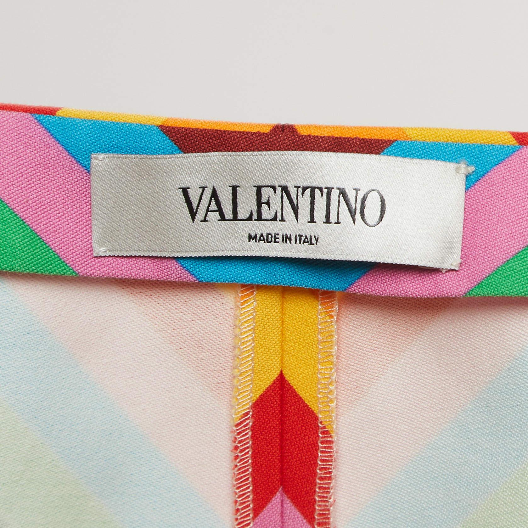 Women's Valentino Multicolor Rainbow Chevron Striped Cotton Baladera Shorts S