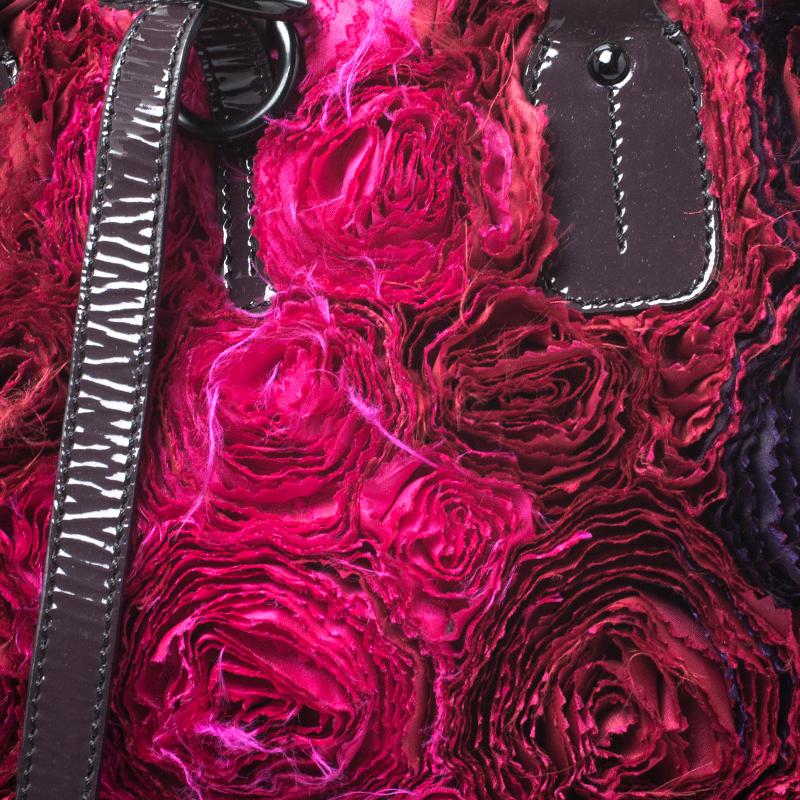 Valentino Multicolor Satin and Patent Leather Petale Rose Tote 6