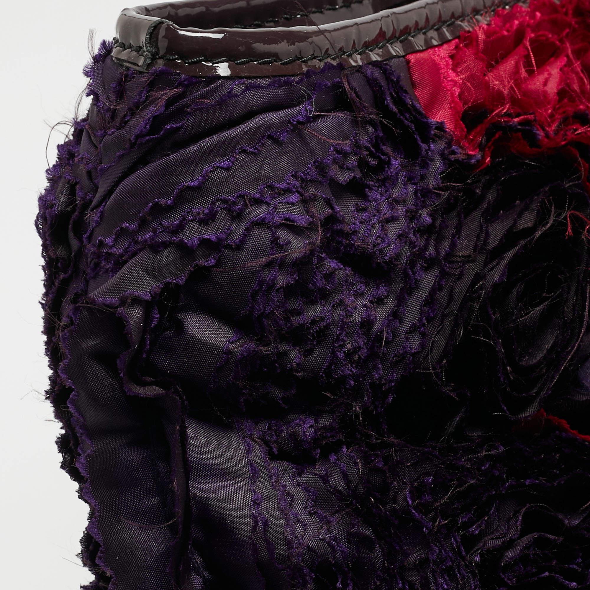 Valentino Multicolor Satin and Patent Leather Petale Rose Tote 8