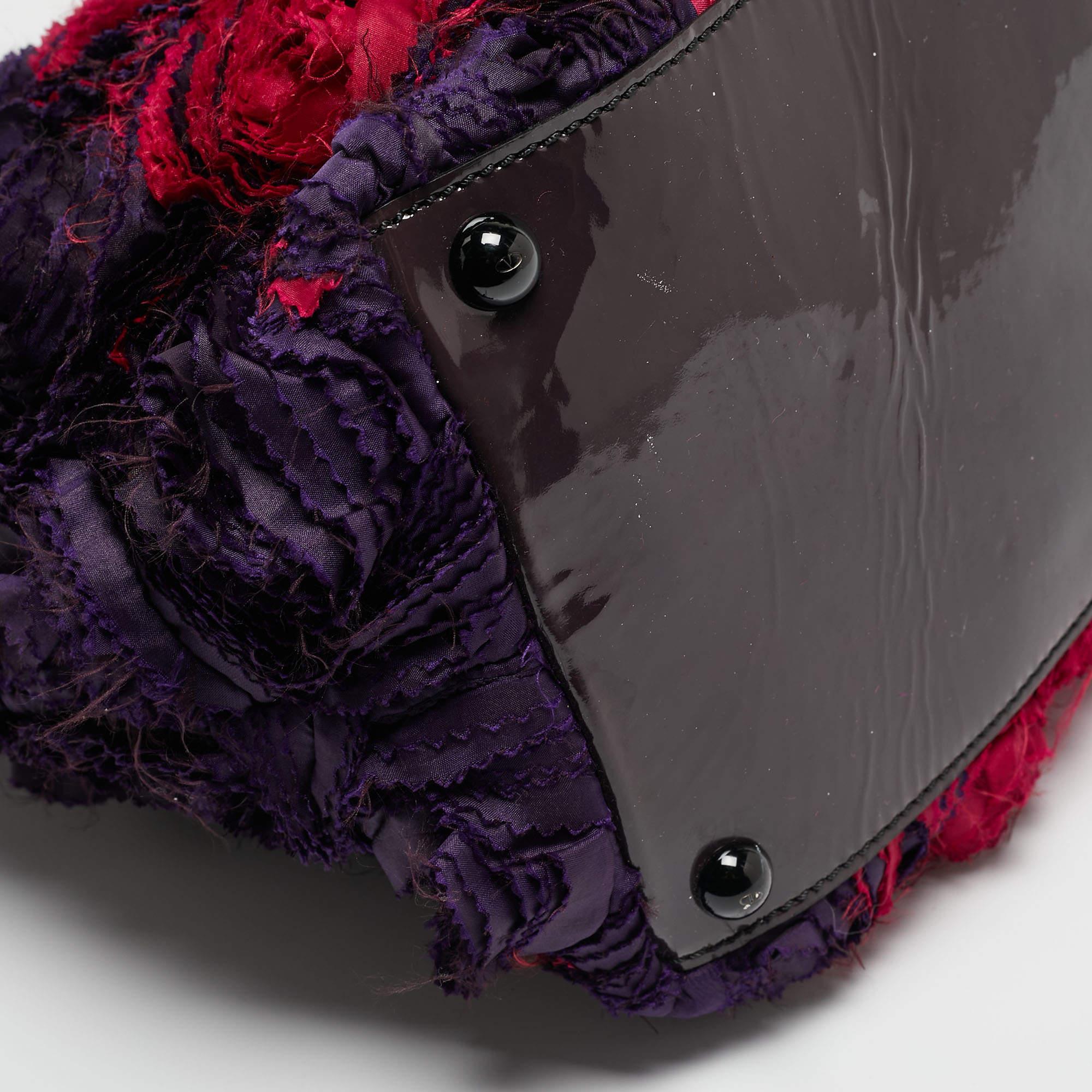 Valentino Multicolor Satin and Patent Leather Petale Rose Tote 9