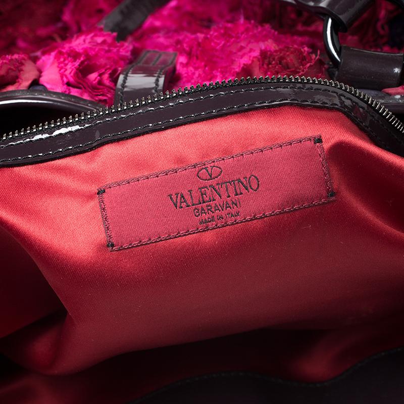 Valentino Multicolor Satin and Patent Leather Petale Rose Tote 4