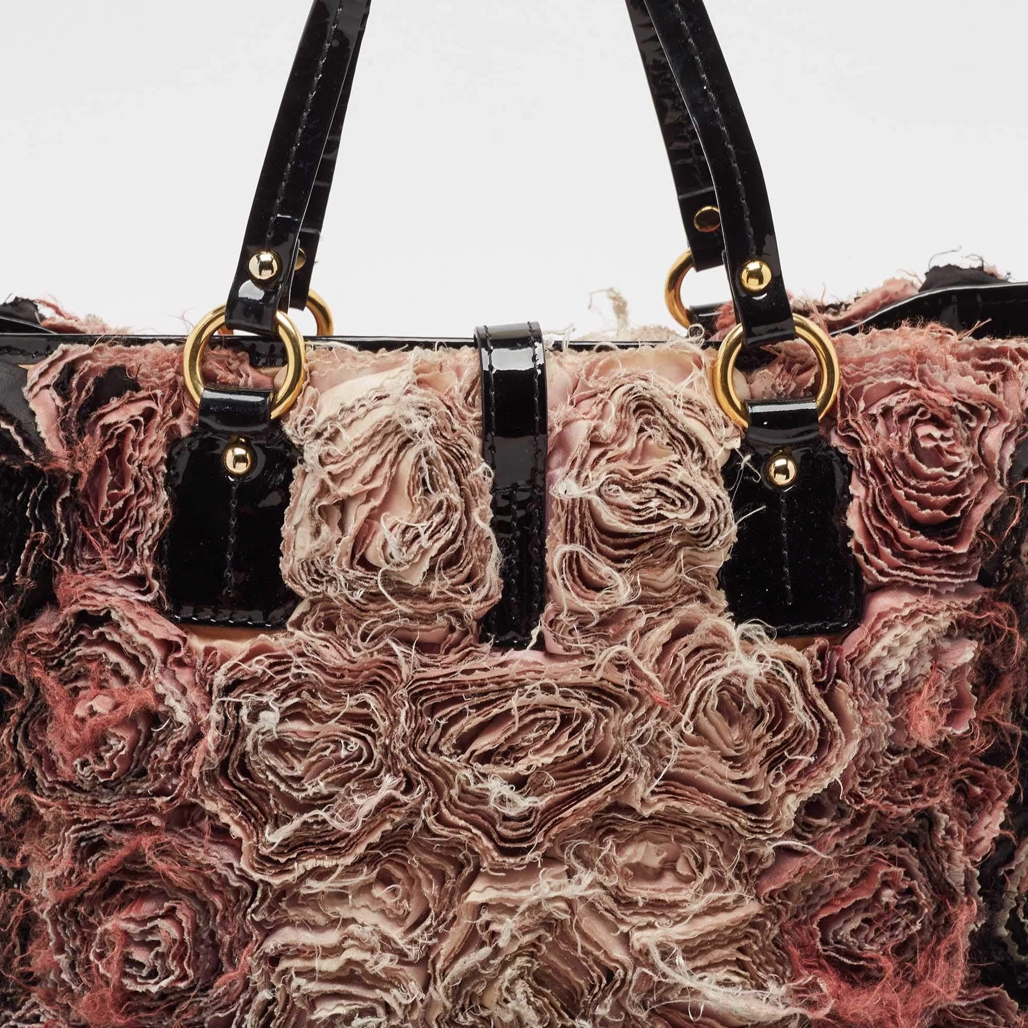 Women's Valentino Multicolor Satin and Patent Leather Rosier Tote