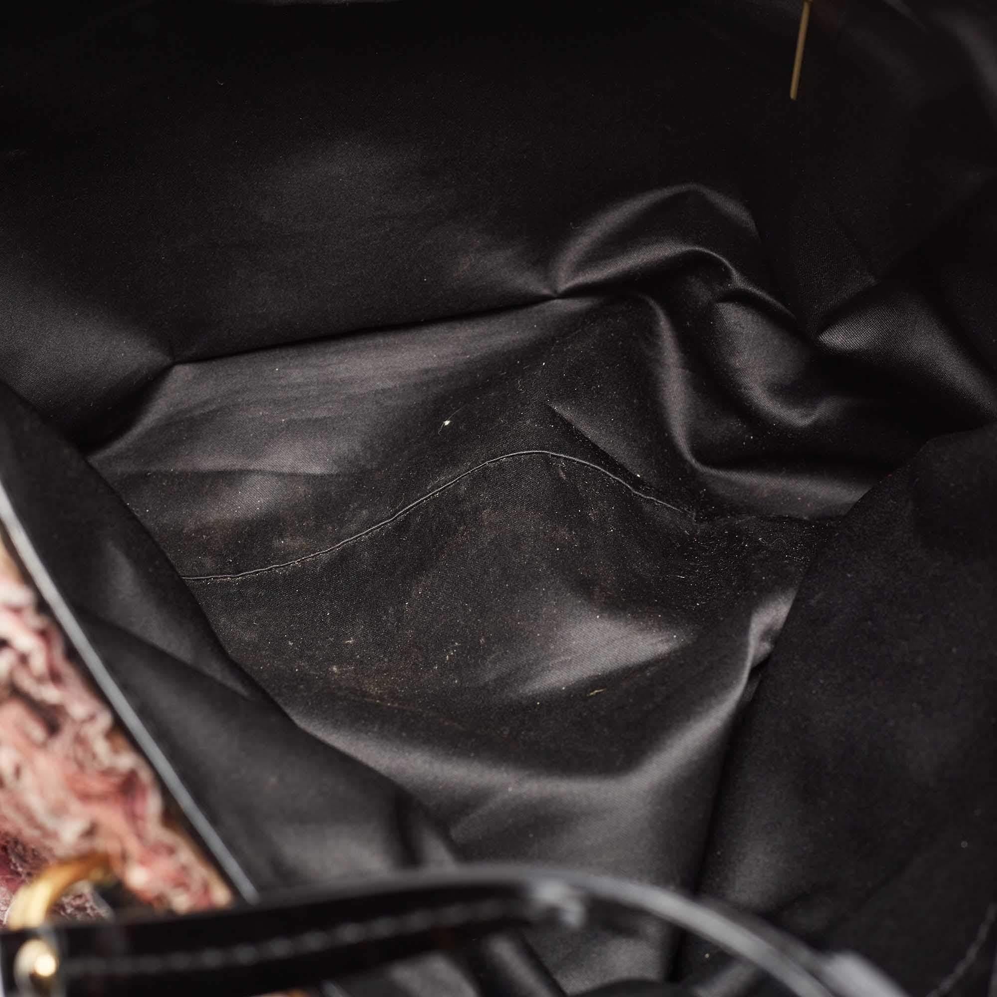 Valentino Multicolor Satin and Patent Leather Rosier Tote 3