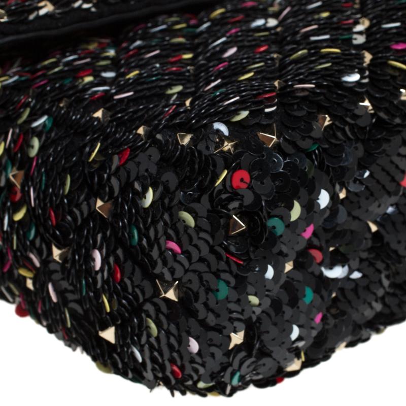 Women's Valentino Multicolor Sequin Medium Rockstud Spike Chain Shoulder Bag