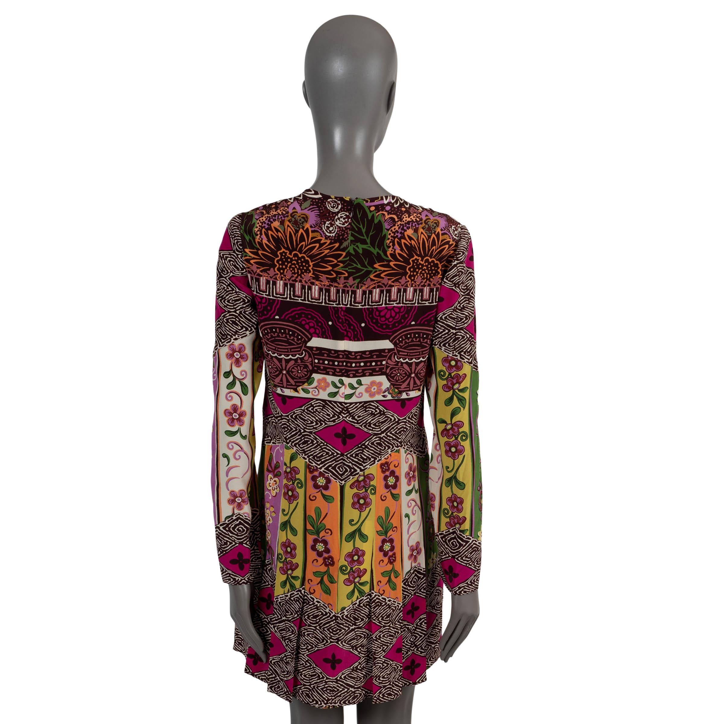 Black VALENTINO multicolor silk 2020 FLORAL MINI Dress 42 M For Sale